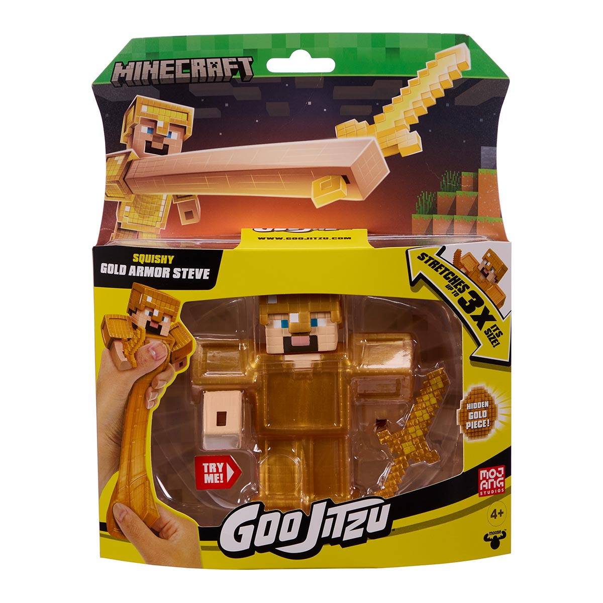 Boneco Elástico Steve com Armadura de Ouro - Goo Jit Zu Minecraft