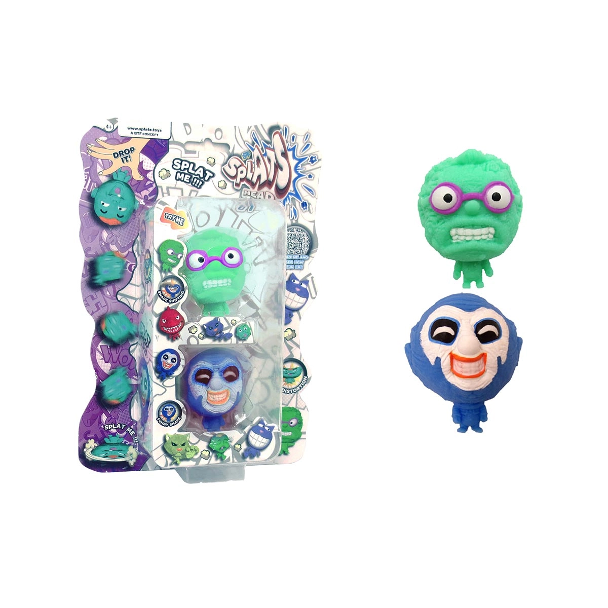 2 Bonecos Homem Verde E Palhaço Azul - Splats Head Mini