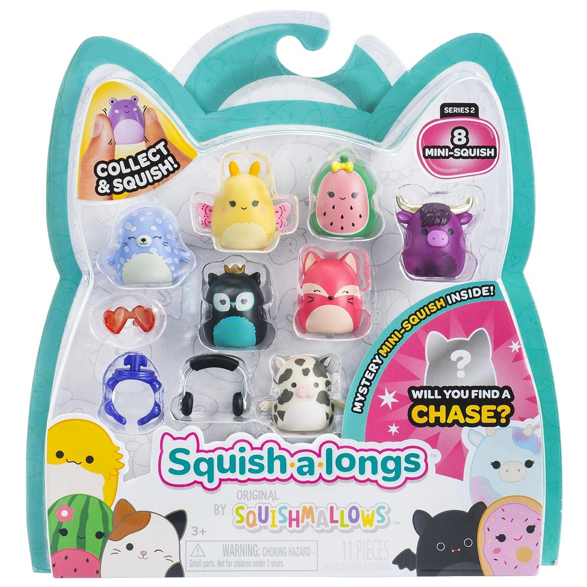 Squishmallows, Pack 8 Bonecos Squish-A-Longs 2Cm - Gianna