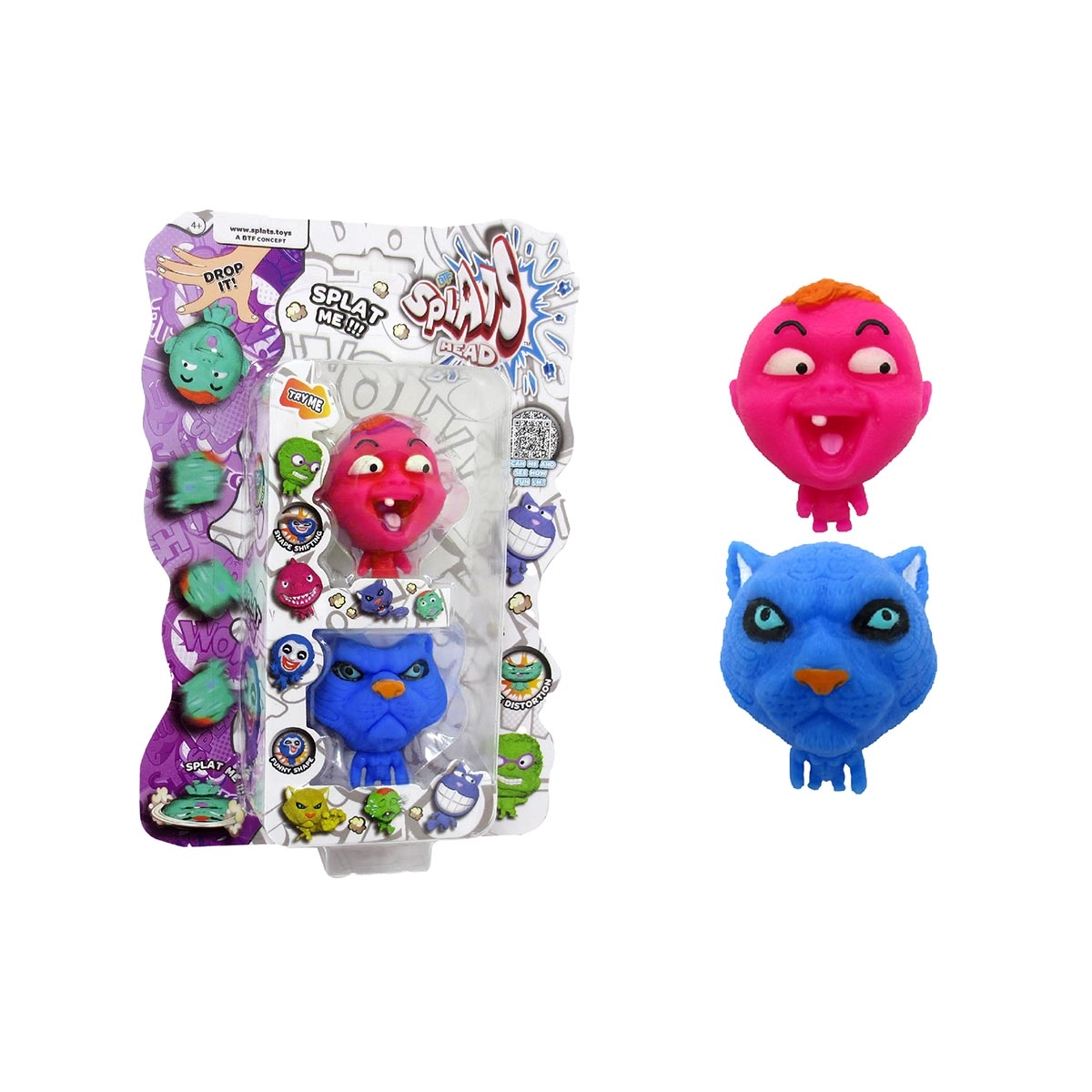 2 Bonecos Bebê Rosa E Gato Azul - Splats Head Mini