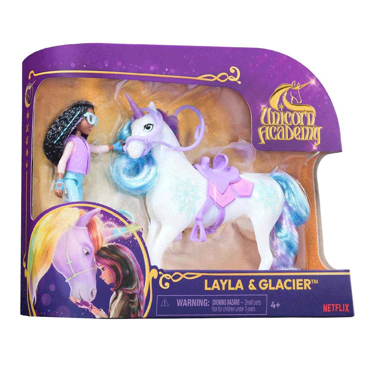 Boneca Layla E Unicornio Geleira - Academia Unicornio