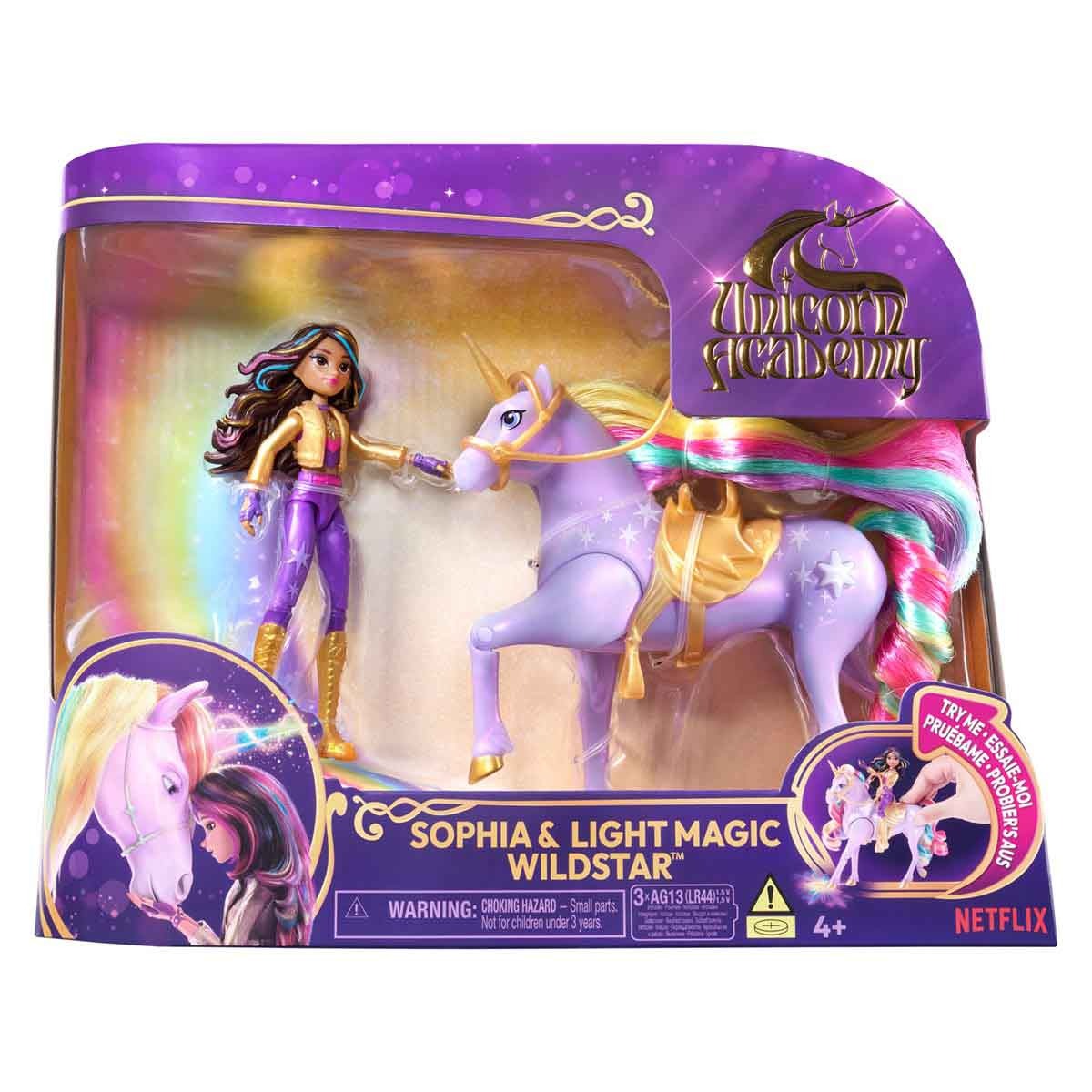 Boneca Sophia, Unicornio Wildstar Com Luz Academia Unicornio