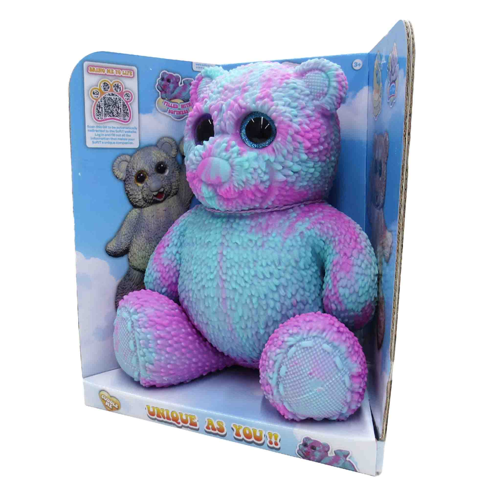 Boneco Elastico Urso Tye Dye Verde E Rosa De 22Cm - Soft