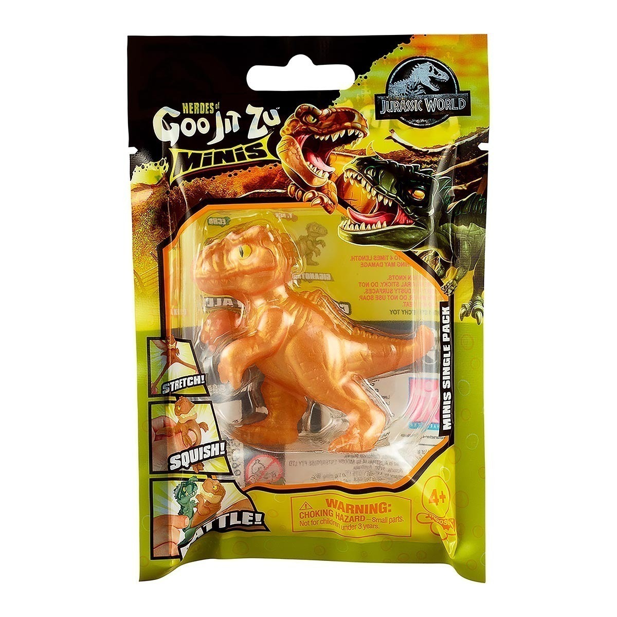 Boneco Elastico 6Cm - Mini Giganotosaurus Gold - Goo Jit Zu