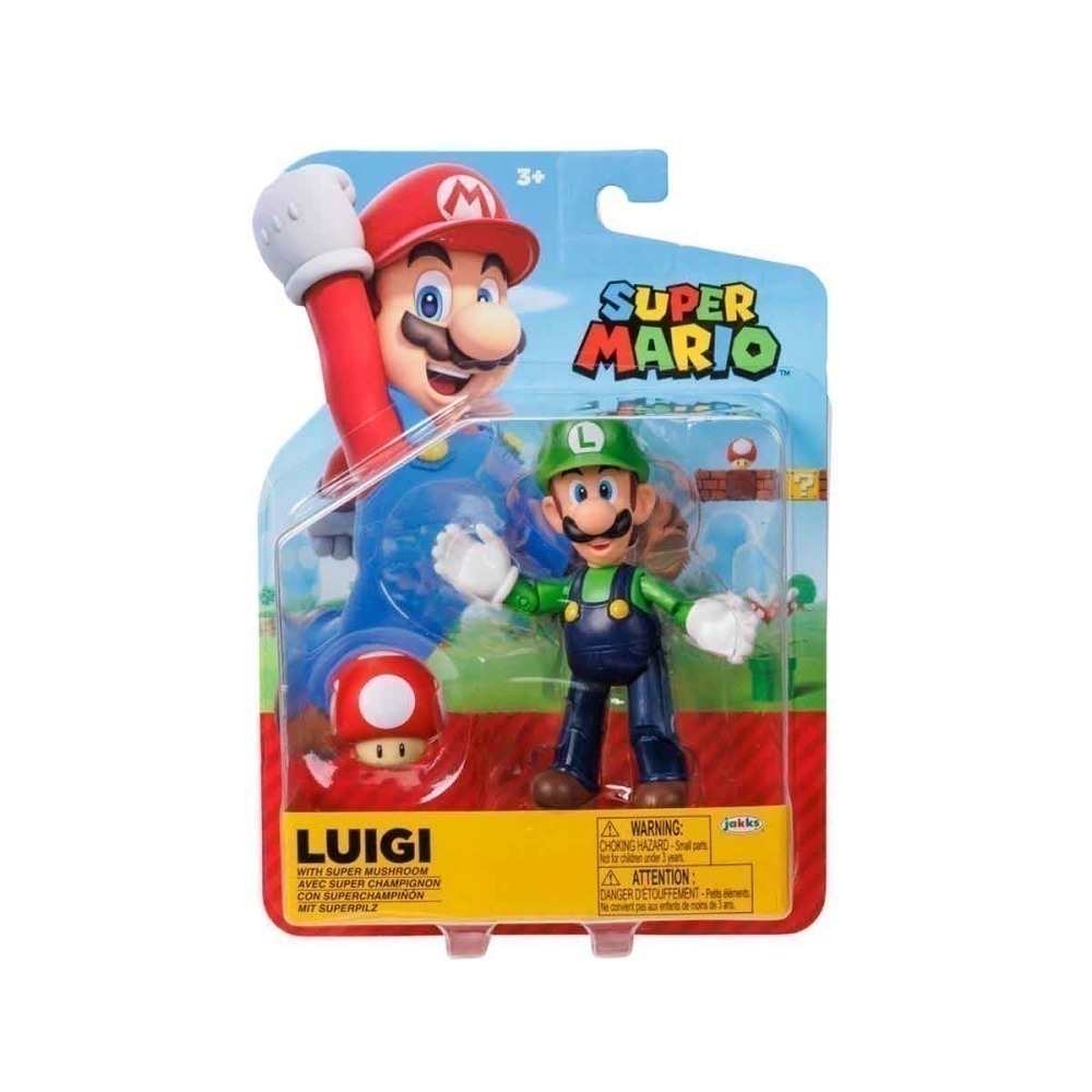 Boneco Luigi De 11Cm Com Super Cogumelo - Super Mario