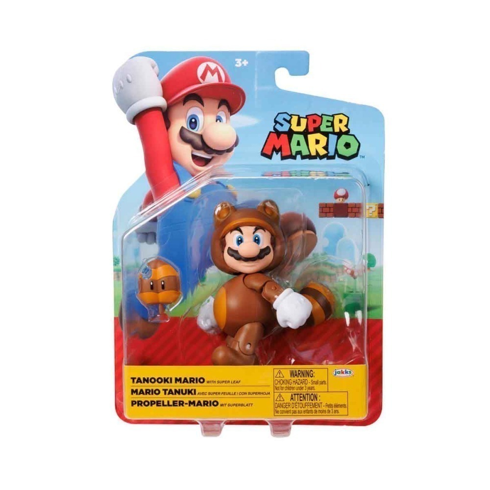 Boneco Mario Tanooki De 10Cm Com Super Folha - Super Mario