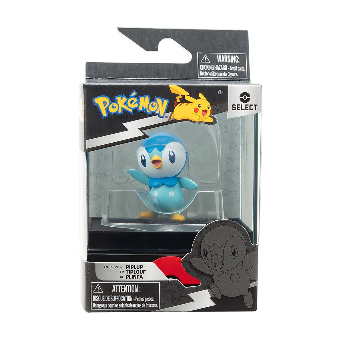 Boneco Piplup De 3Cm Com Case - Pokemon Serie Select