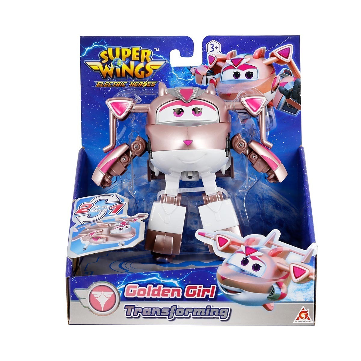 Boneco 12cm Avião Golden Girl Transformar Resgate Elétrico - Super Wings