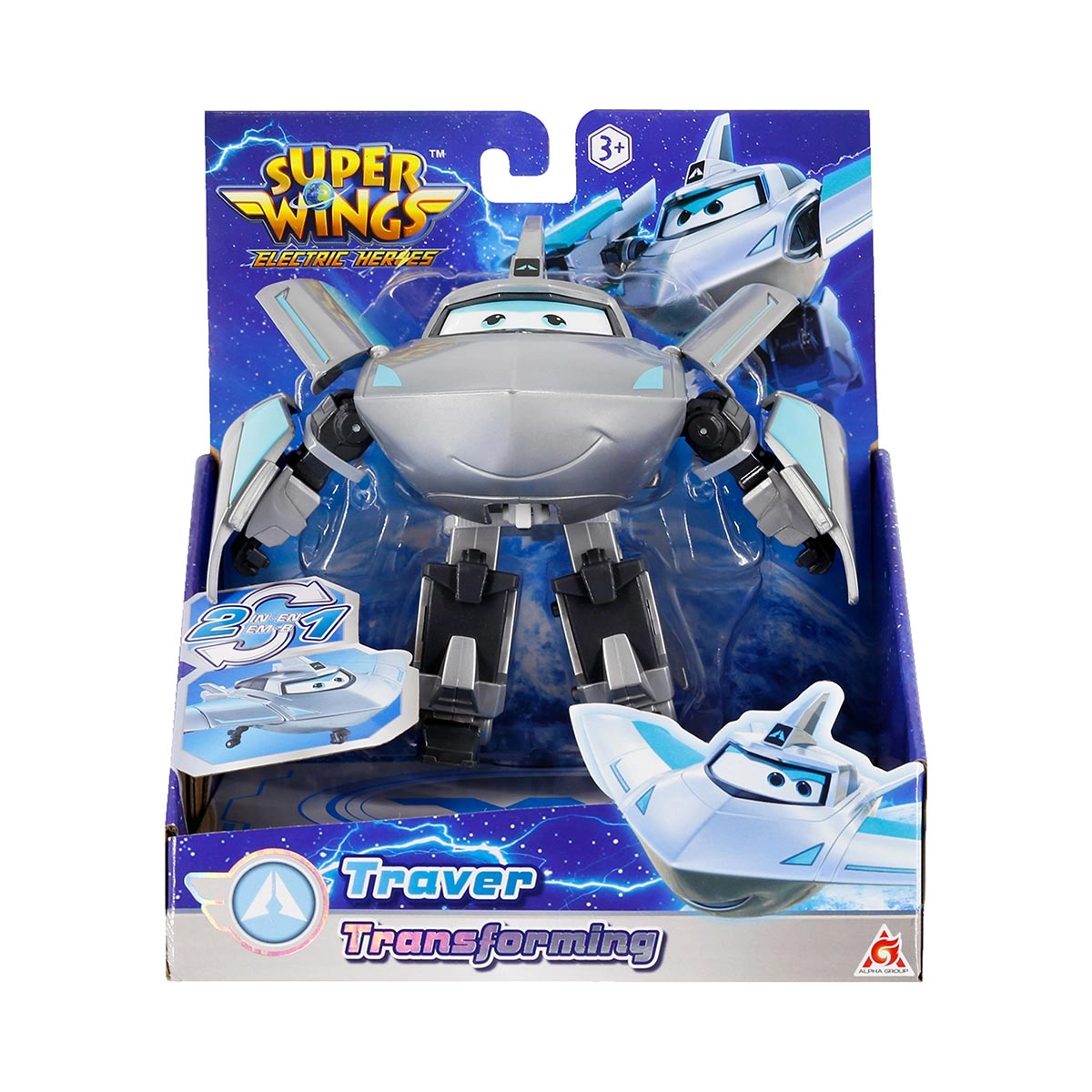 Boneco 12cm Avião Traver Transformar Resgate Elétrico - Super Wings