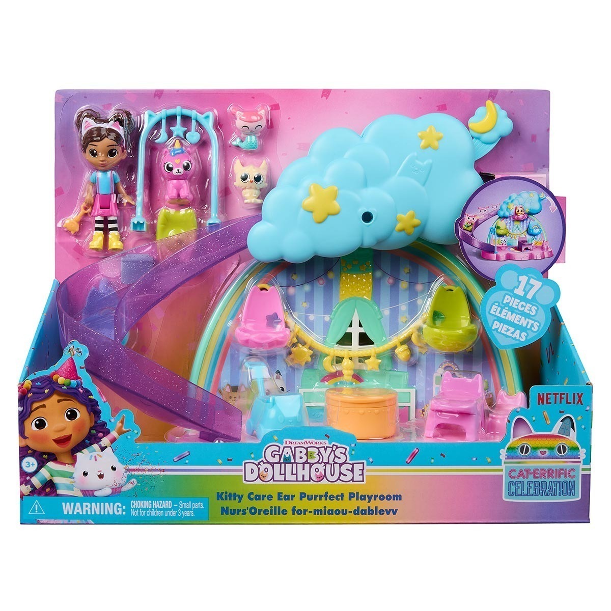 Playset Kitty Care 4 Bonecos e Acessorios Gabby's Dollhouse