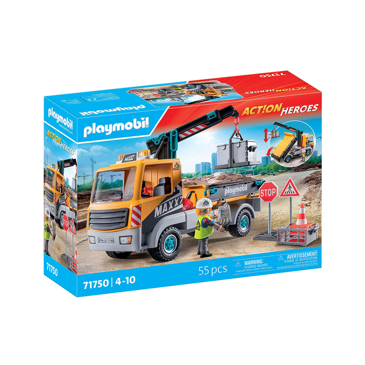 Caminhão de Construção com Guincho - Playmobil Action Heroes 71750 Caminhão de Construção com Guincho - Playmobil Action Heroes 71750