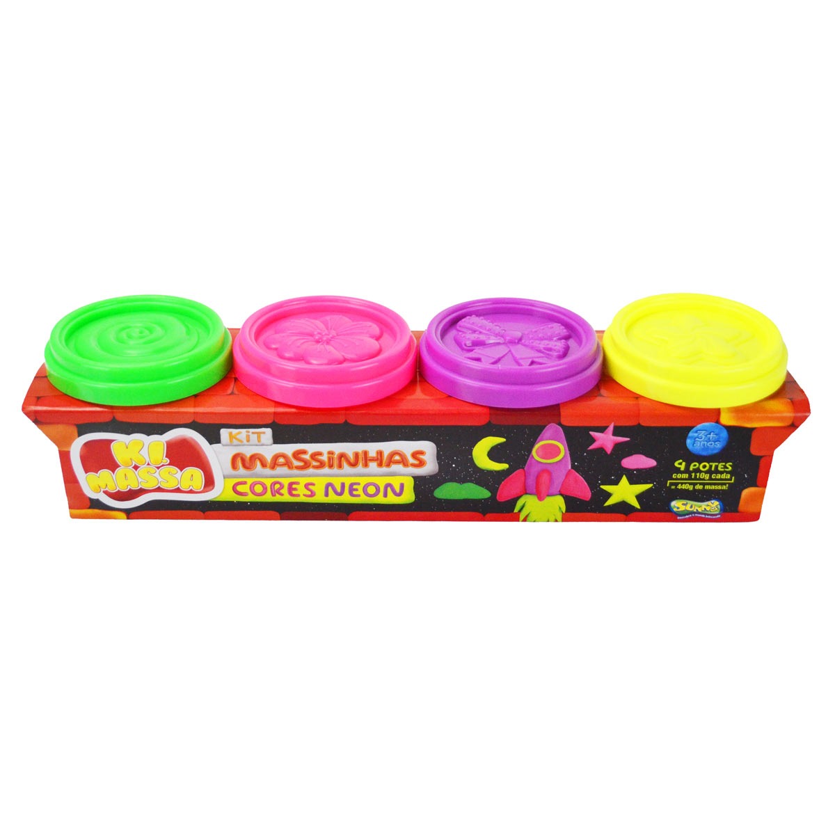 Ki Massa - Kit Com 4 Massinhas De 112G Em Cores Neon Ki Massa - Kit Com 4 Massinhas De 112G Em Cores Neon