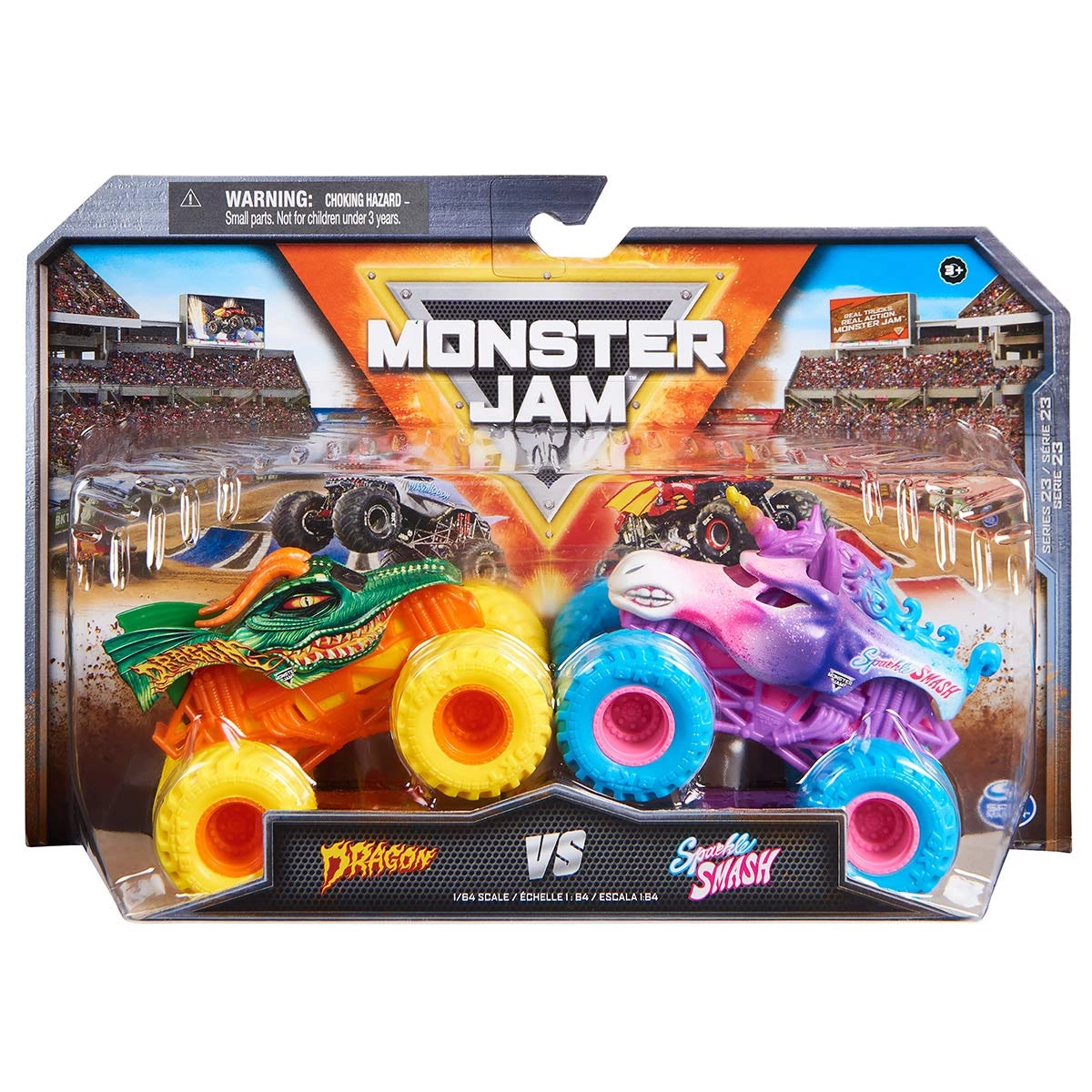 Monster Jam 1:64 - 2 Carrinhos - Dragon E Sparkle Smash