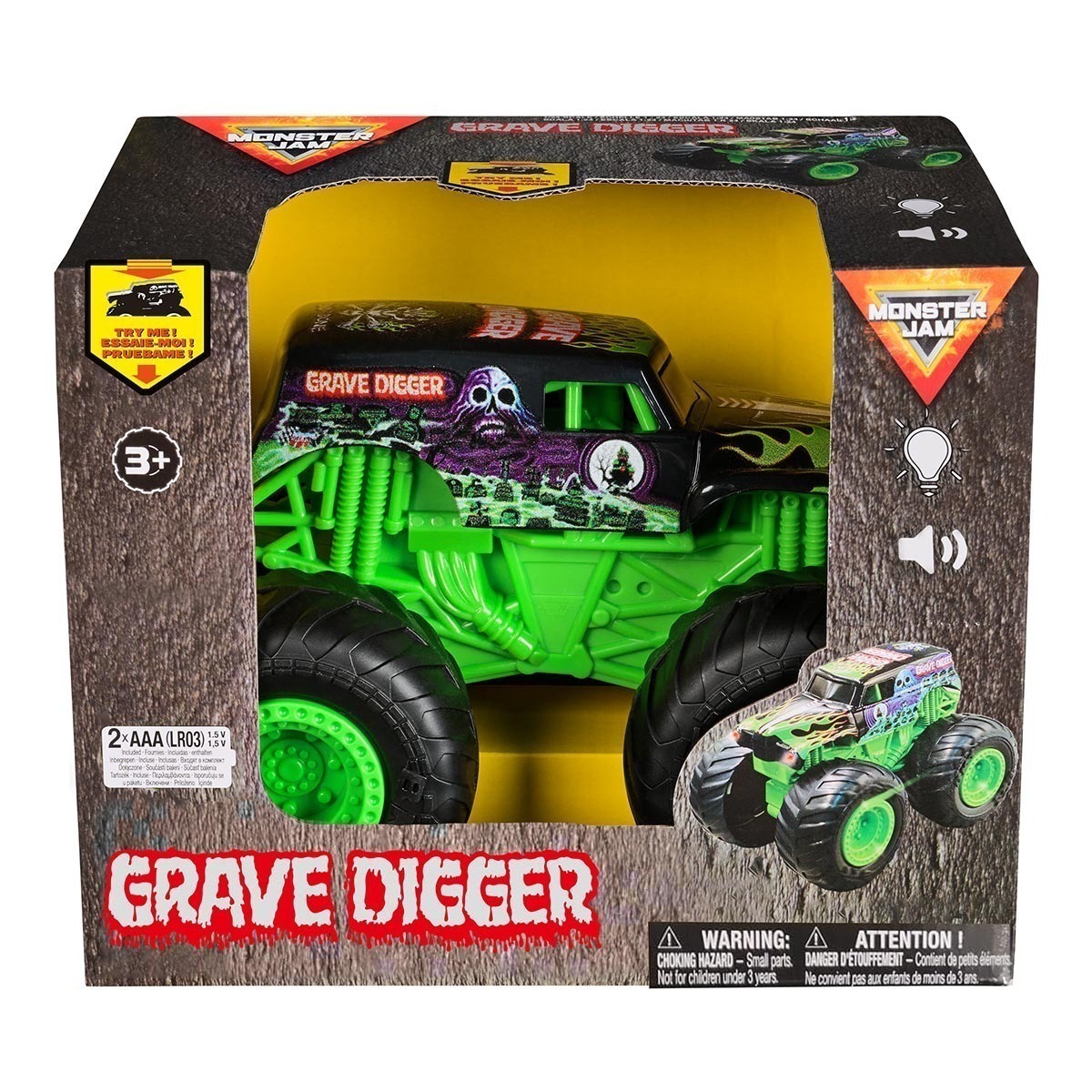 Monster Jam - Carrinho Grave Digger 1:24 Com Luz E Som