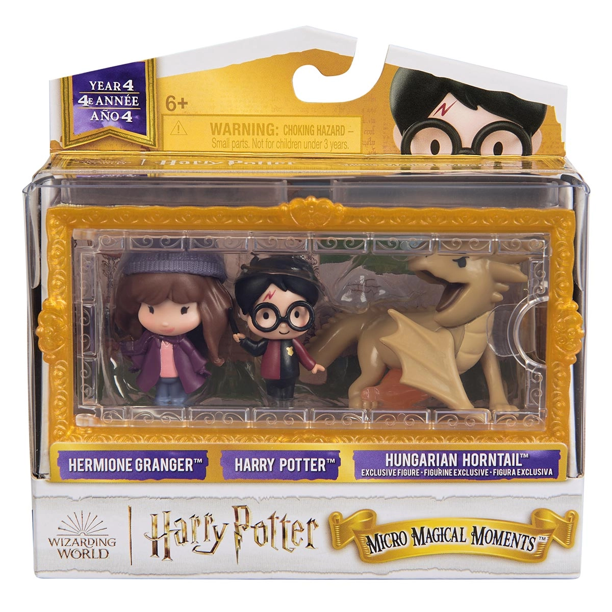 Bonecos Harry, Hermione e Rabo-Corneo Hungaro - Harry Potter