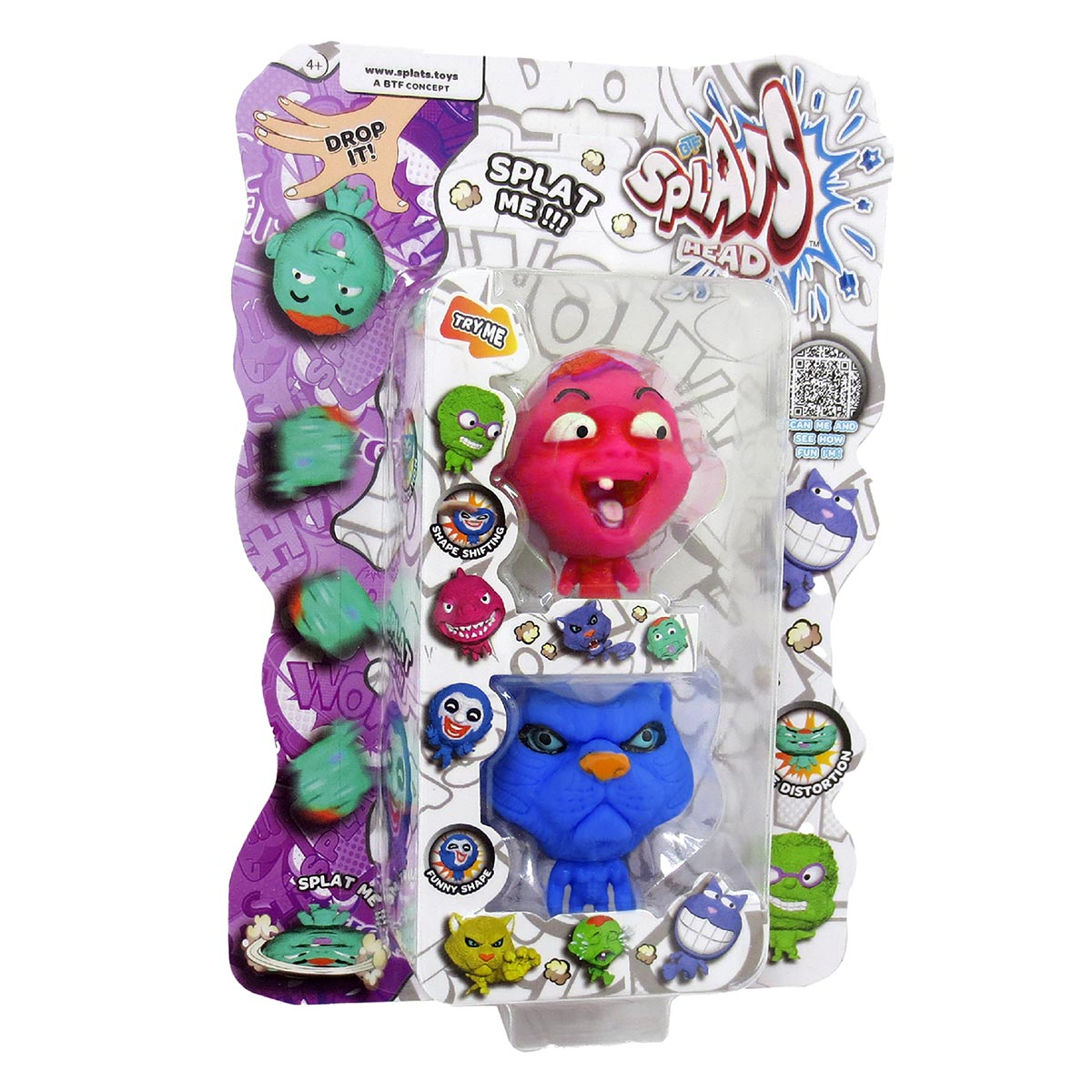 2 Bonecos Bebê Rosa E Gato Azul - Splats Head Mini