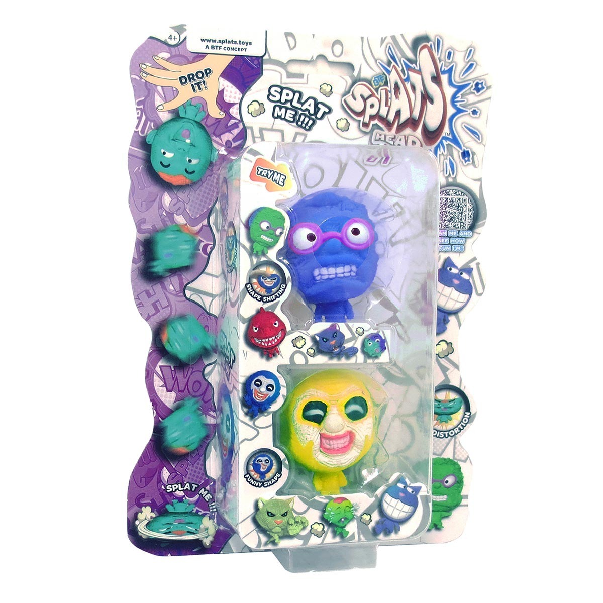 2 Bonecos Homem Azul e Palhaço Amarelo - Splats Head Mini