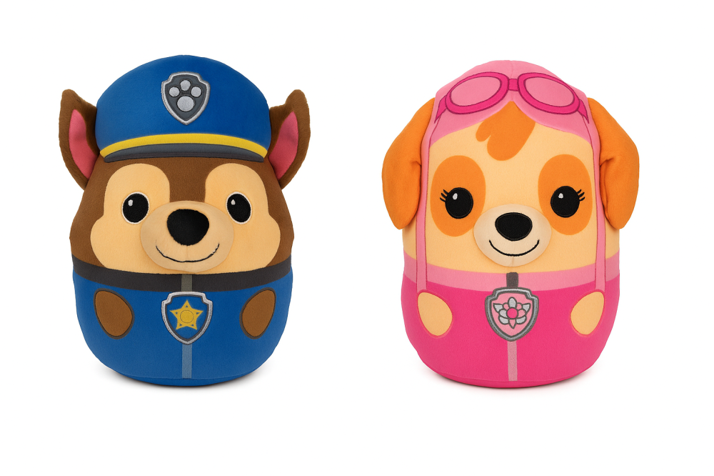 Kit 2 x Pelúcias Squish Chase + Skye 20cm – Patrulha Canina