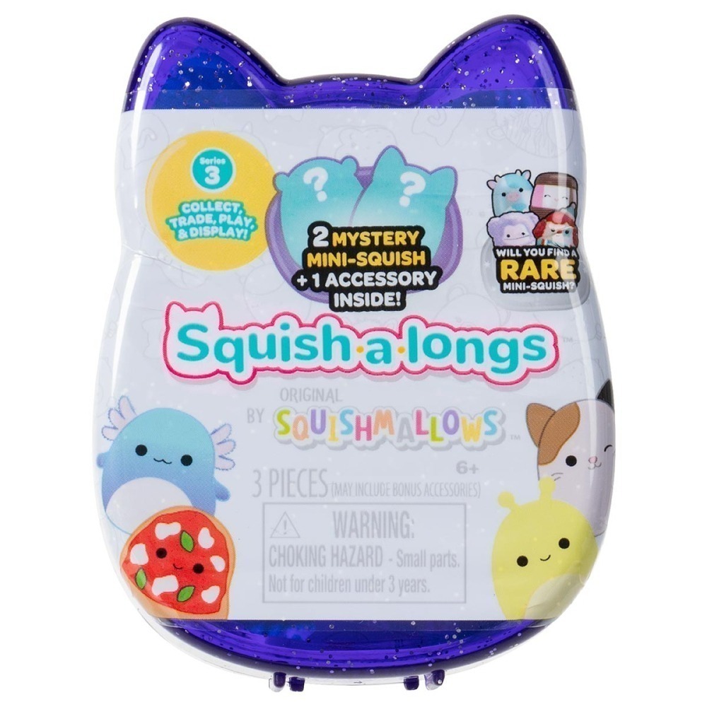 Pack 2 Bonecos Surpresa Squish-a-Longs Case Roxo Brilhante